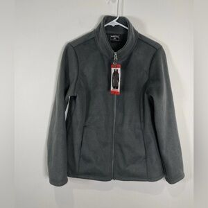 32 Degree Heat Brushe Full Zip Jacket Womens Size M Green / Gray Fleece NEW